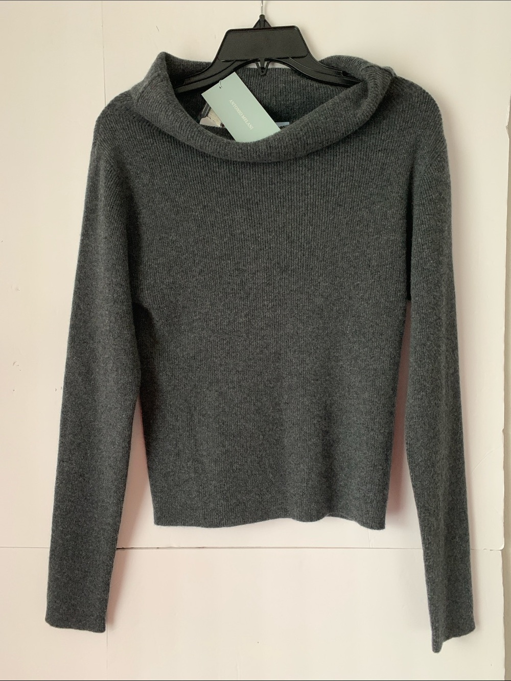 NWT Antonio Melani Cashmere Connie Heater Grey Cowl Neck Sweater Size S $199